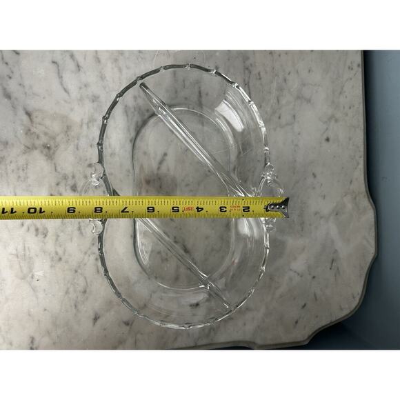 Fostoria Vintage Century Dish 3 Part Divided Handles Glass Serving Relish Nuts - Picture 5 of 13